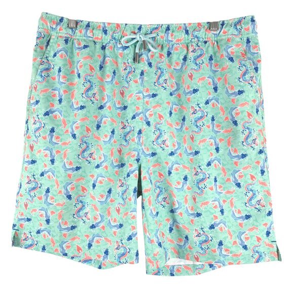 Peter Millar Swim Trunks‎ Shorts Mens Large Dragon Koi Fish Print SS-1844 - Picture 1 of 9
